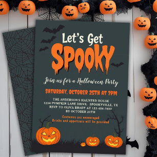 Let's Get Spooky Vintage Retro Halloween Party Invitation