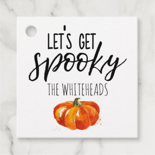 Let's get Spooky Watercolor Pumpkin Halloween Favor Tags