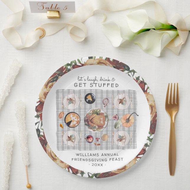 Let's get Stuffed | Thanksgiving Friendsgiving Paper Plates (Wedding)
