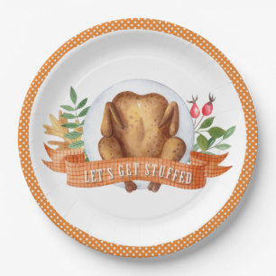 Let's Get Stuffed Thanksgiving Turkey Paper Plates