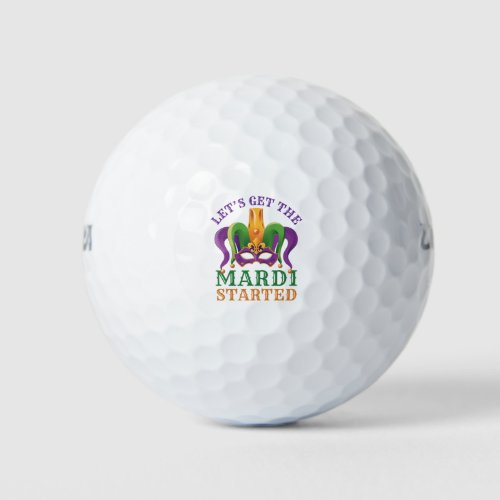 Lets Get the Mardi Started Mardi Gras Party Golf Balls
