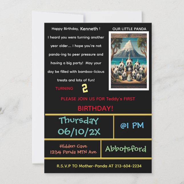 Let's Get This Panda Party Started! Invitation (Front)