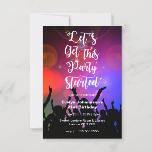 Lets Get This Party Started  Birthday Party Invitation