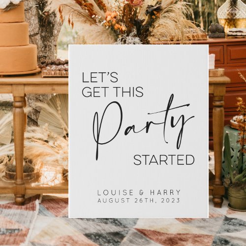 Lets Get This Party Started Minimal Wedding Faux Canvas Print