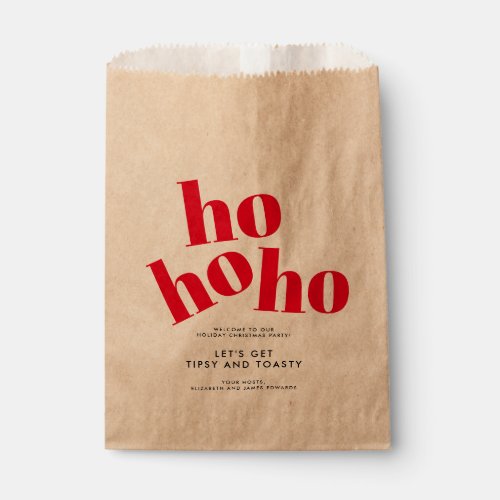Lets Get Tipsy and Toasty Hohoho Christmas Party Favor Bag