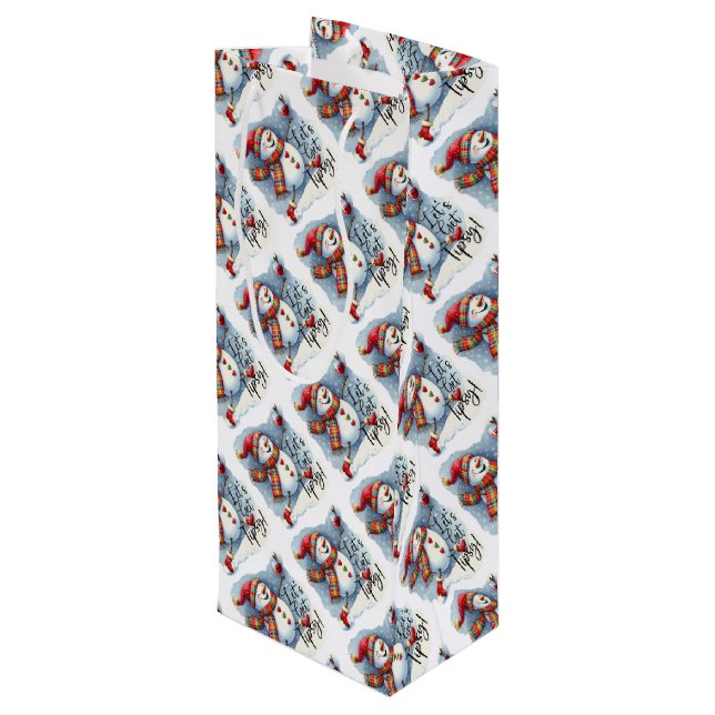 Lets get Tipsy Snowman Drinking Wine Wine Gift Bag (Back Angled)