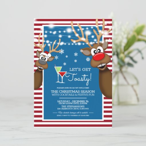 Let's Get Toasty Christmas Cocktail Party Invitation | Zazzle