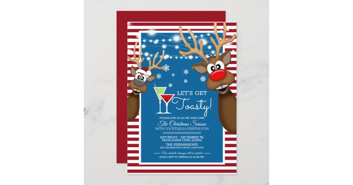 Let's Get Toasty Christmas Cocktail Party Invitation | Zazzle