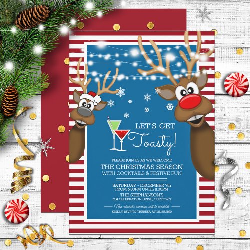 Lets Get Toasty Christmas Cocktail Party Invitation