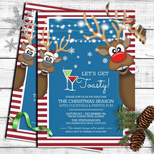 Lets Get Toasty Christmas Cocktail Party Invitation