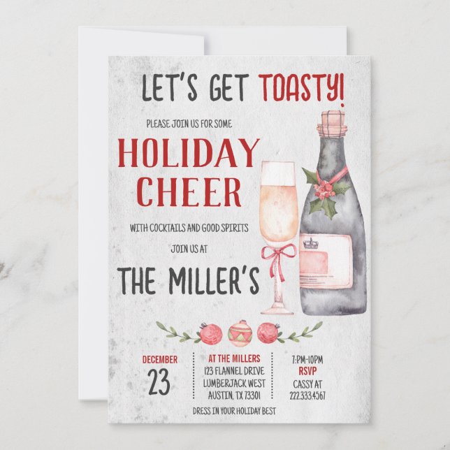 Let's Get Toasty Holiday Cheer Christmas Party Invitation (Front)