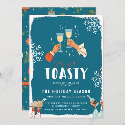 Lets Get Toasty - Retro Hip New Year's Eve Party Invite