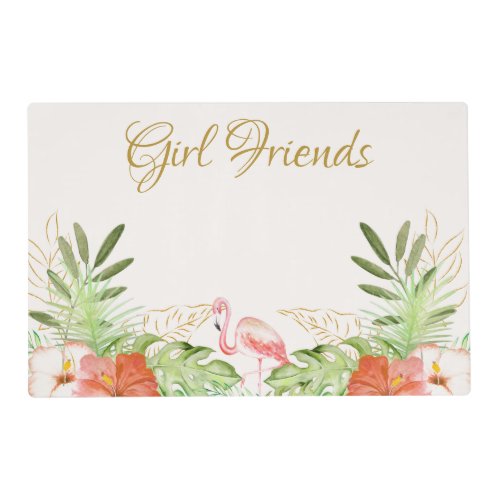 Lets Get Together Friends Ivory Gold Flamingo Placemat