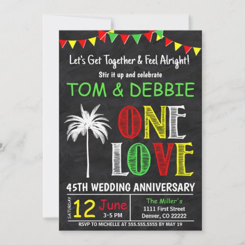 Lets Get Together One Love Wedding Anniversary Invitation