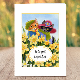 "Let's get together" Personalized Kitty Cat Card