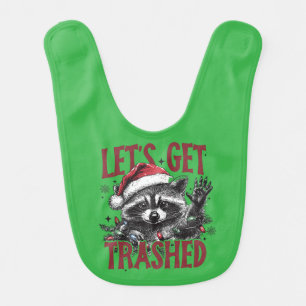 Lets Get Trashed Christmas Raccoon Baby Bib