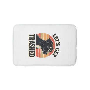 Lets Get Trashed Vintage Dog Graphic Retro Sunset  Bath Mat