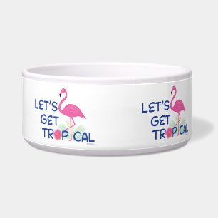 Let's Get Tropical Flamingo Cute Doggie Cat Design Bowl
