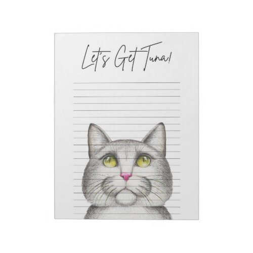 Lets Get Tuna Cute Cat Grocery Shopping List Notepad