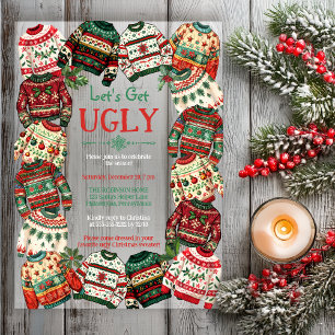 Let's Get Ugly Christmas Sweater Party Acrylic Invitations