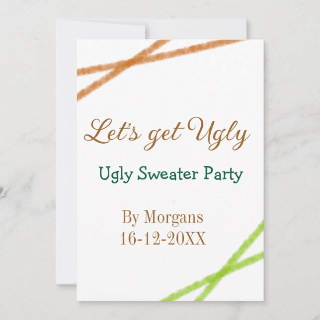 Let's get ugly Christmas ugly sweater Partyorange  Holiday Card (Front)
