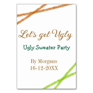 Let's get ugly Christmas ugly sweater Partyorange  Table Number