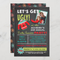 Let's Get Ugly Sweater Christmas Party chalkboard Invitation