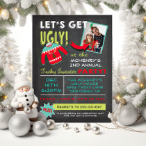 Let's Get Ugly Sweater Christmas Party chalkboard Invitation