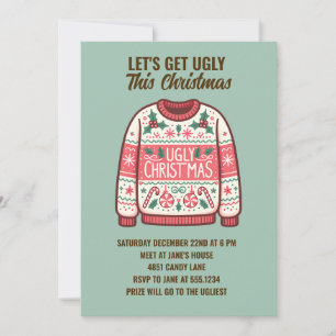 Let's Get Ugly This Christmas Tacky Sweater Party Invitation