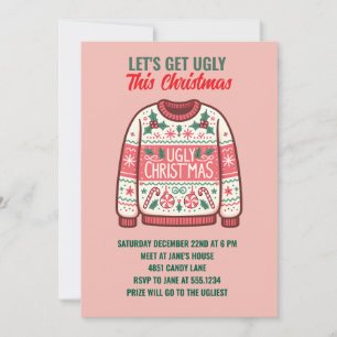 Let's Get Ugly This Christmas Tacky Sweater Party Invitation