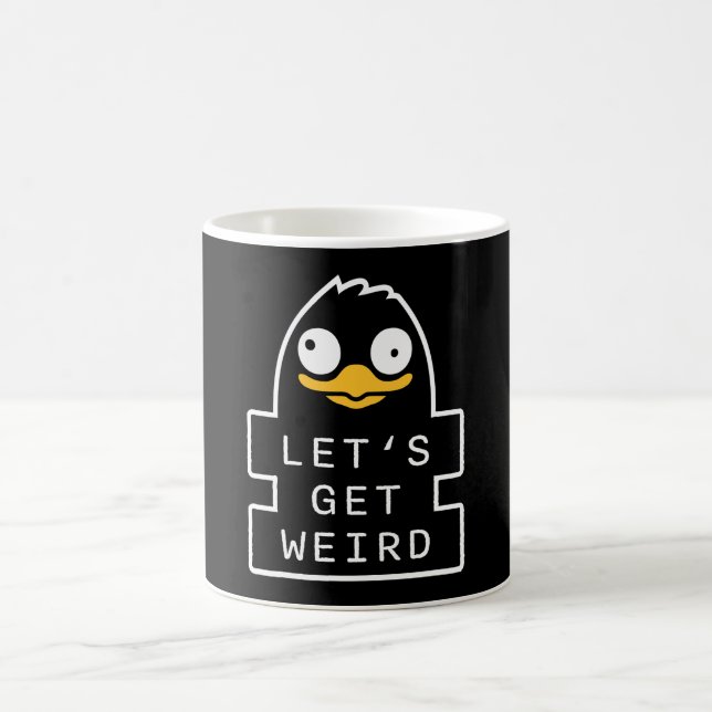 Lets Get Weird Penguin Funny Quirky Humor Quote Coffee Mug (Center)