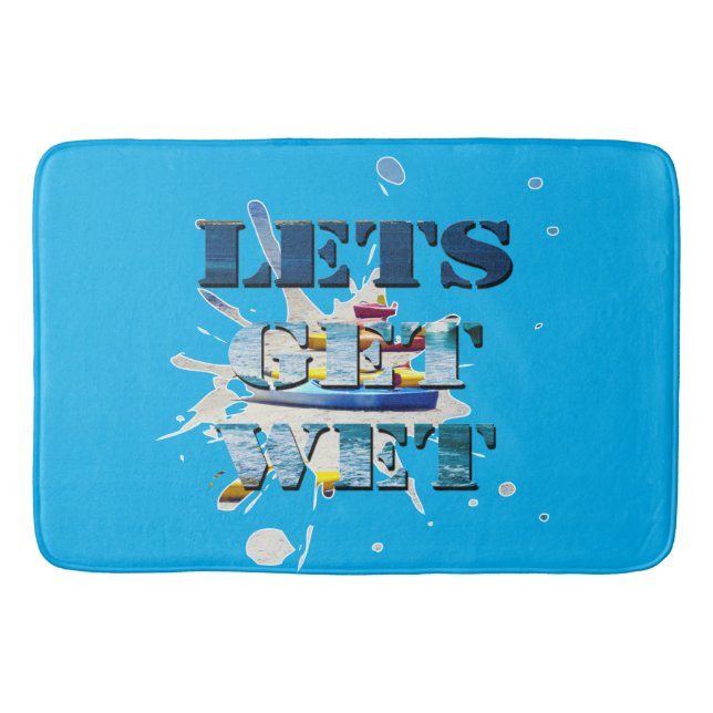 Lets Get Wet On Beach, Memory Foam Bathmat (Front)
