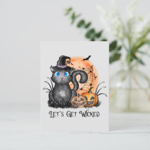 Let's Get Wicked   Black Witch Postcard