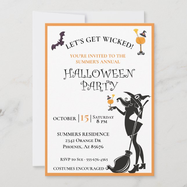 Let's Get Wicked Witch Halloween Party Invitation (Front)