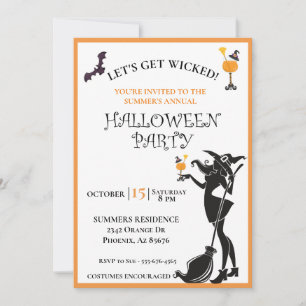 Let's Get Wicked Witch Halloween Party Invitation