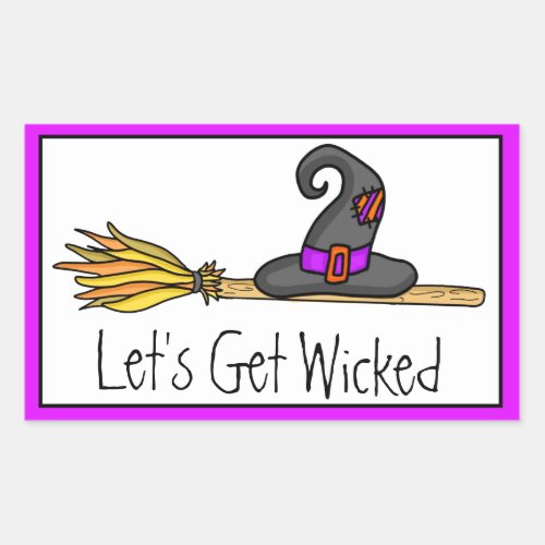 Lets Get Wicked  Witchy Halloween Rectangular Sticker