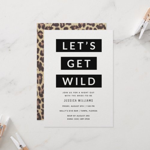 Lets Get Wild Animal Print Bachelorette Party Inv Invitation