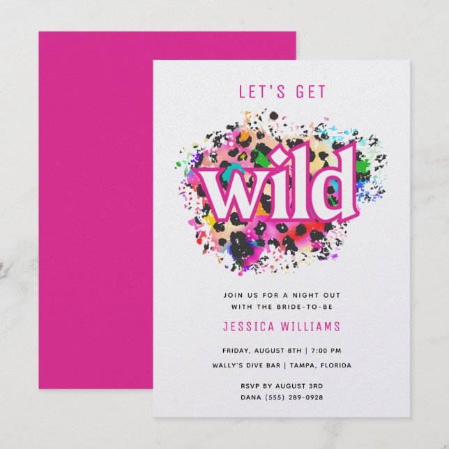 Let's Get Wild Animal Print Bachelorette Party Invitation (Front/Back)