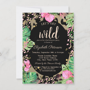 Let's Get Wild,Animal Print Leaves Bachelorette Invitation