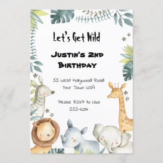 Let's get wild! Birthday Invitation