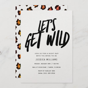 Let's Get Wild Cheetah Bachelorette Night Out Invitation