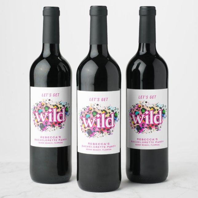 Let's Get Wild Cheetah Bachelorette Party Wine Label (Bottles)