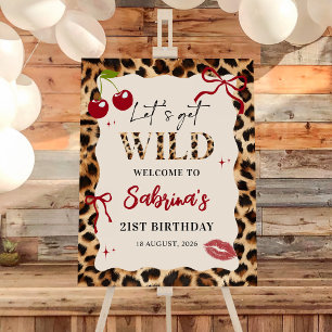 Let's Get Wild Cheetah Cherry Birthday Welcome Foam Board
