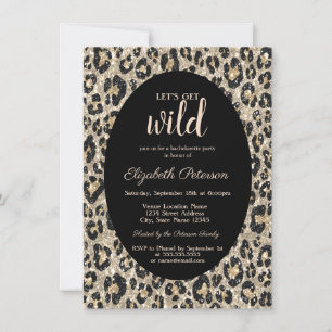Let's Get Wild Glitter Leopard Print Bachelorette Invitation