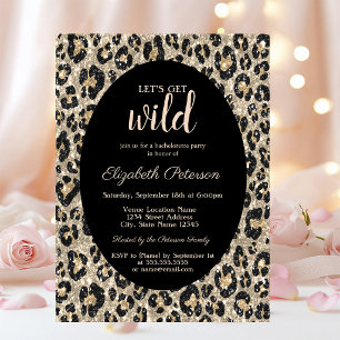 Let's Get Wild Glitter Leopard Print Bachelorette  Invitation