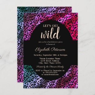 Let's Get Wild Gold Leopard Print Purple Invitation