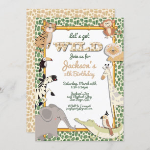Let's Get Wild Jungle Safari Birthday Party Invitation