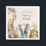 Lets Get Wild | Kids Birthday Party Napkins<br><div class="desc">Planning a birthday bash for your animal-loving kid just got a whole lot easier! Our stylish party napkins designs feature a range of safari animals and modern template text, offering a fun and unique way to bring family and friends together. So, why not make this birthday extra memorable with an...</div>