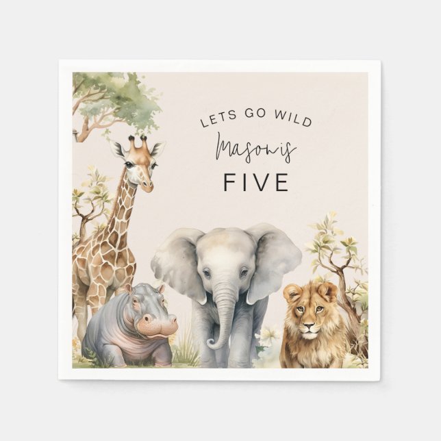 Lets Get Wild | Kids Birthday Party Napkins (Front)