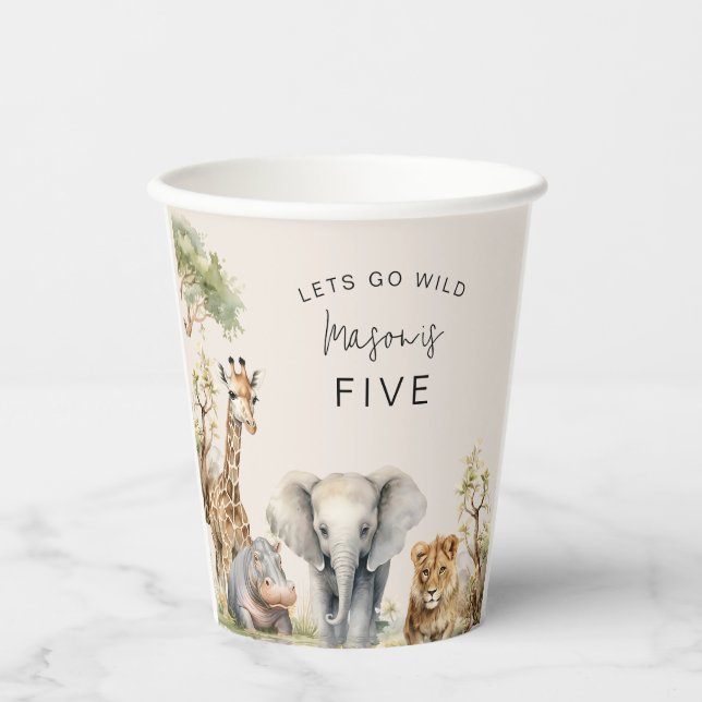 Lets Get Wild | Kids Birthday Party Paper Cups (Front)
